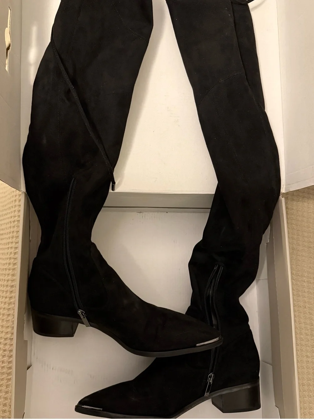 Marc Fisher Black Over-the-Knee Suede Boots with Side Zip